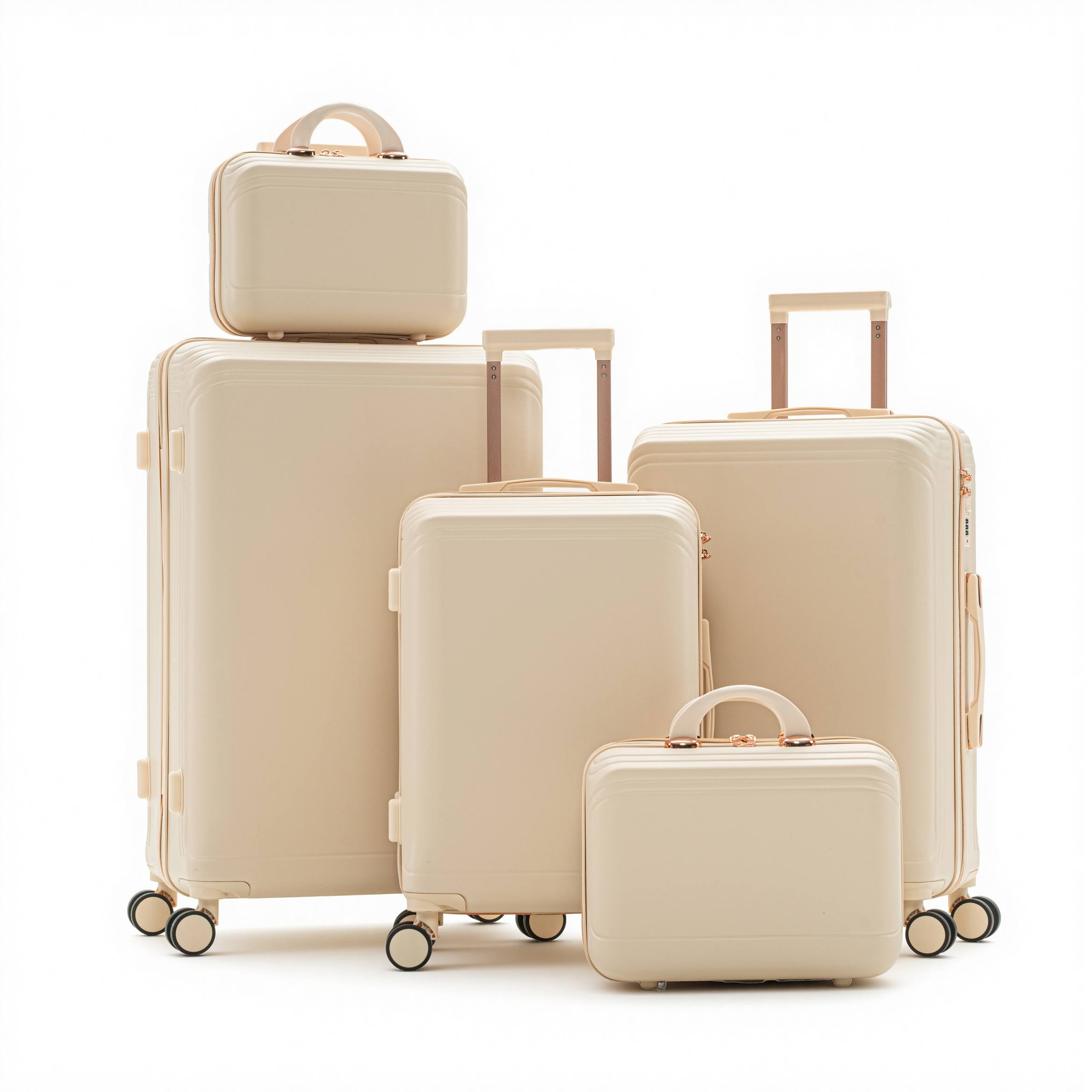 Conjunto de bagagem rígida ABS minimalista de 5 peças